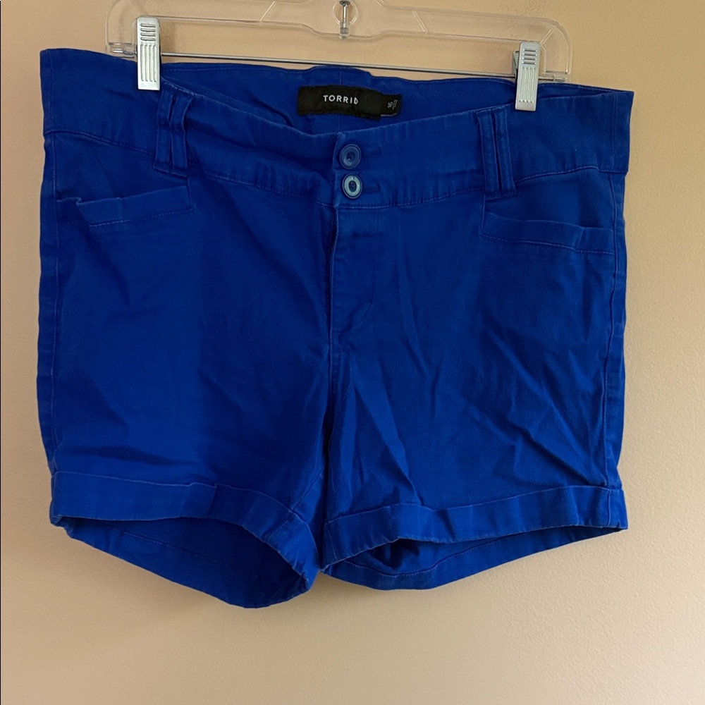 torrid Cobalt Blue High-Waist Roll-Cuff Shorts